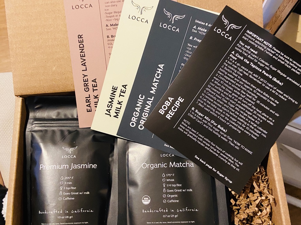 opened bubble tea kit from Locca