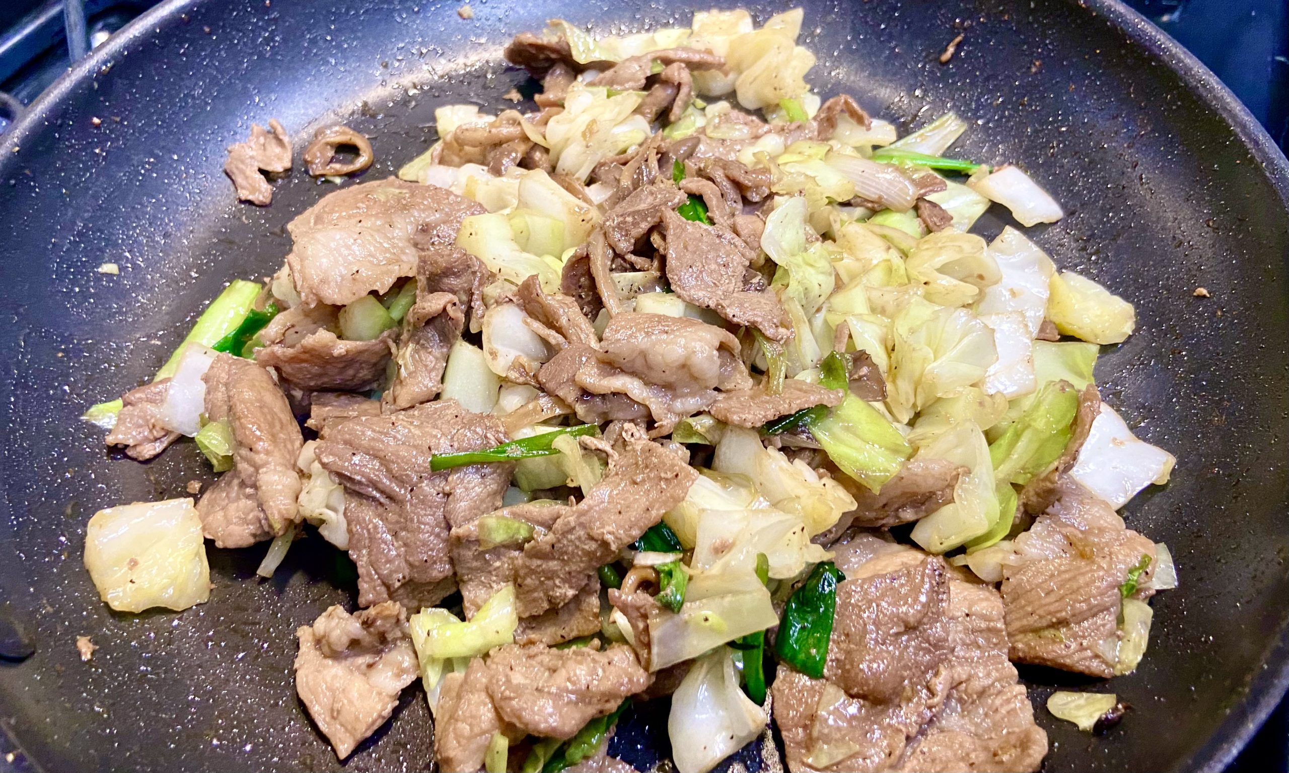 Pork and cabbage stir fried