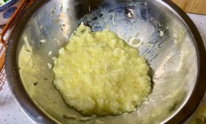 rice mixed with beaten raw egg