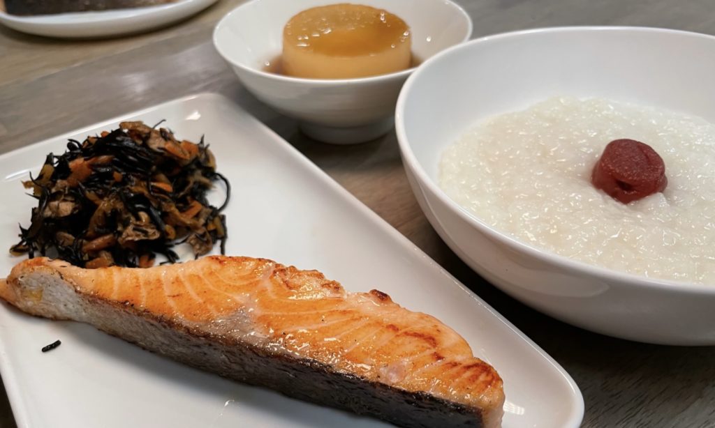 Japanese set meal featuring salted salmon