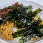 natto rice bowl with nori seaweed