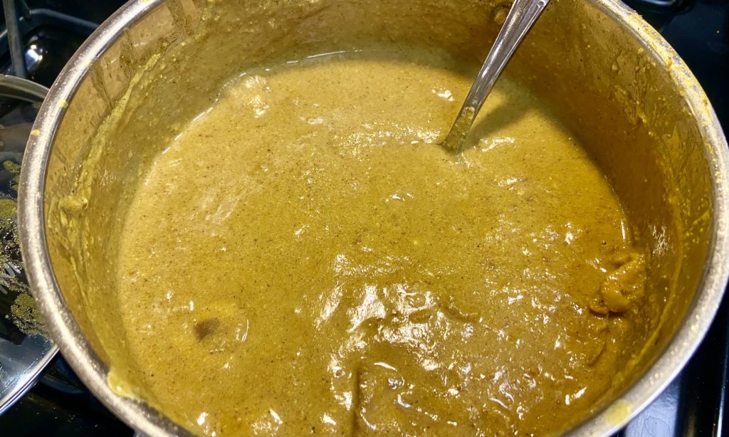Curry that is a light brown after cooking