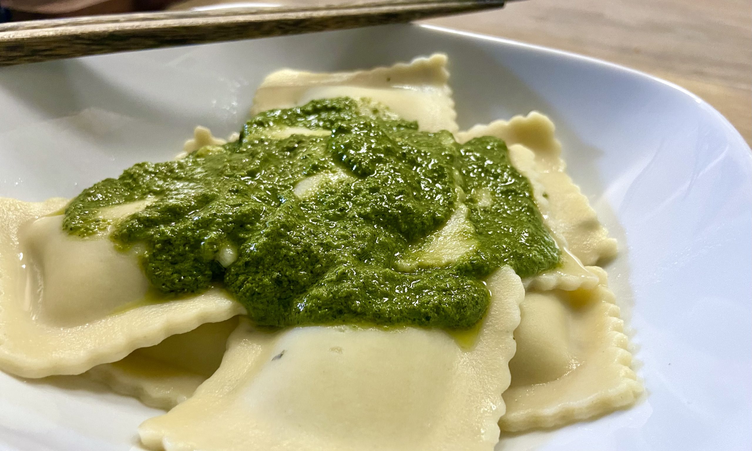 ravioli with pesto